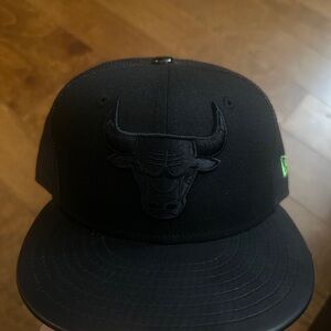 New Era Black Bulls Cap with Green Logo